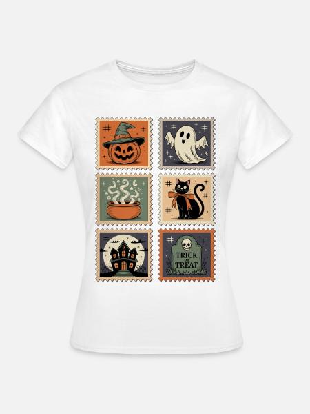 Halloween Briefmarken - Frauen T-Shirt - Weiß