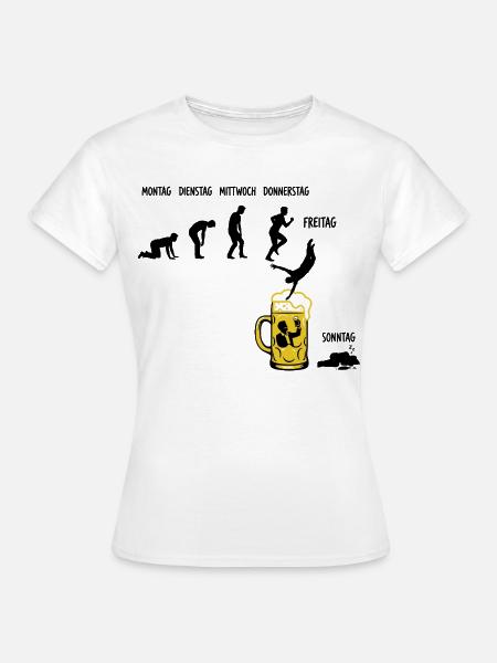 Bier Woche | Evolution | Bierglas | Saufen - Frauen T-Shirt - Weiß