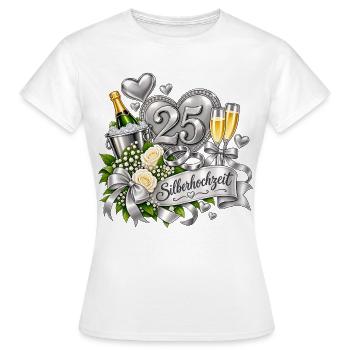 25. Silberhochzeit Festdesign - Frauen T-Shirt - Weiß - Vorne - AI Model Female 172 dark (172cm)