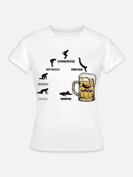 Bier Woche | Evolution | Bierbad Wochenzyklus - Frauen T-Shirt - Weiß