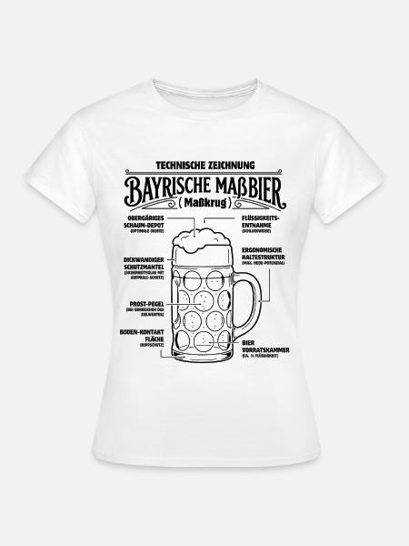 Bayrische Maß Bier - technische Zeichnung - Frauen T-Shirt - Weiß