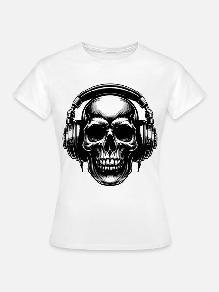 Skull mit Headset - Frauen T-Shirt - Weiß