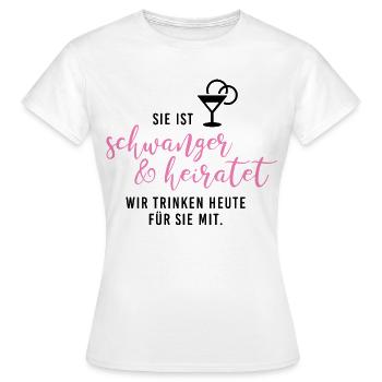 schwanger und heiratet Braut Babybauch JGA Gruppe2 - Frauen T-Shirt - Weiß - Vorne - AI Model Female 172 dark (172cm)