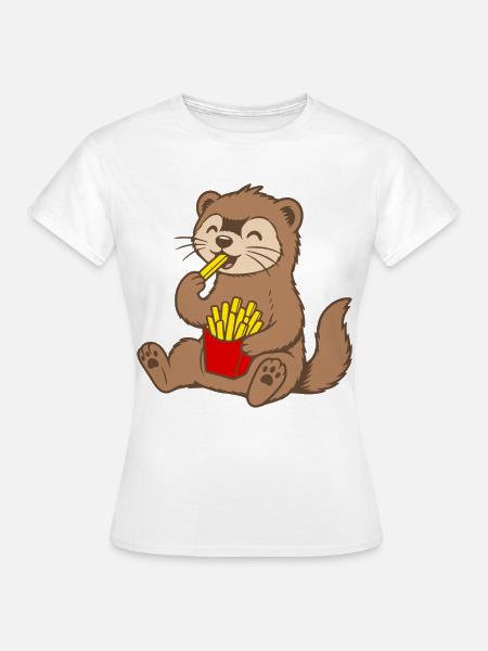 Frettchen mit Pommes - Frauen T-Shirt - Weiß