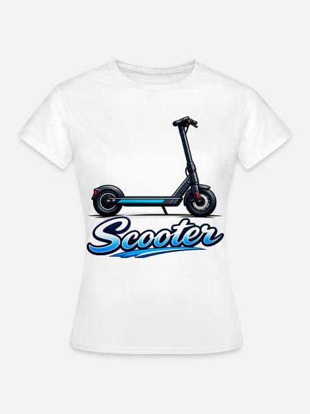 Scooter Illustration Neon Ride - Frauen T-Shirt - Weiß