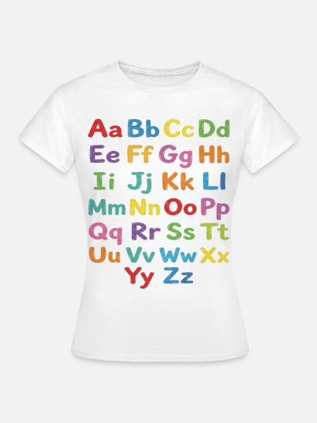 Kreidealphabet Bunte Buchstaben - Frauen T-Shirt - Weiß