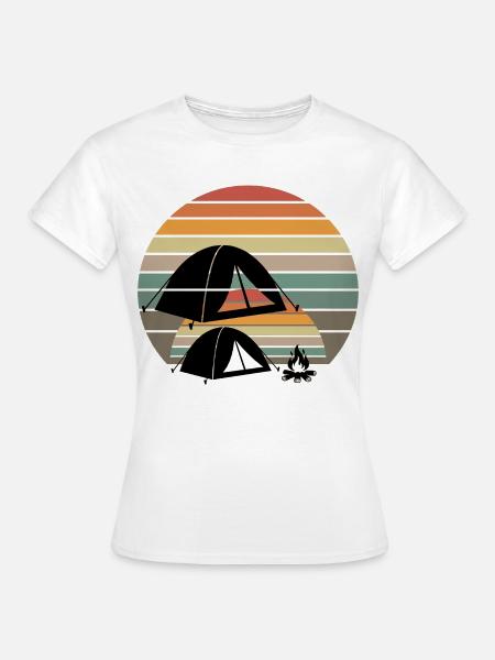 Camping Retro Sonnenuntergang - Frauen T-Shirt - Weiß
