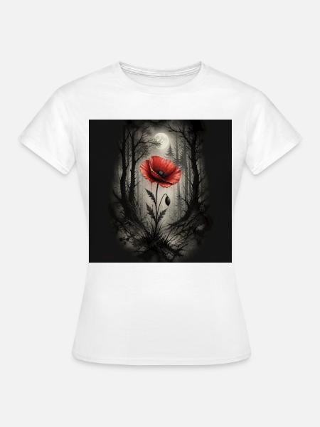 Mohn im dunklen Wald - Frauen T-Shirt - Weiß