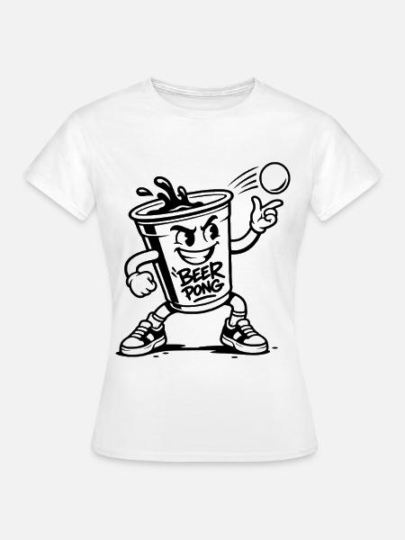 Beer Pong Becher - Frauen T-Shirt - Weiß