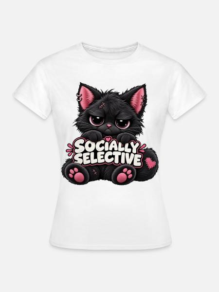 Socially Selective Katze - Frauen T-Shirt - Weiß