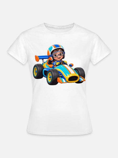 Kleiner Rennfahrer im Go-Kart - Frauen T-Shirt - Weiß