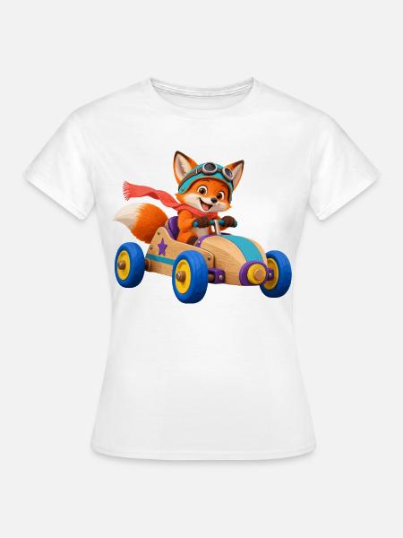 Fuchs Rennwagen Abenteuer - Frauen T-Shirt - Weiß