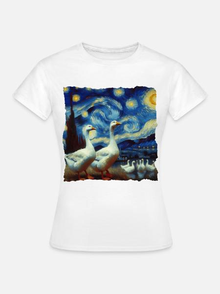 Gans Starry Night - Frauen T-Shirt - Weiß
