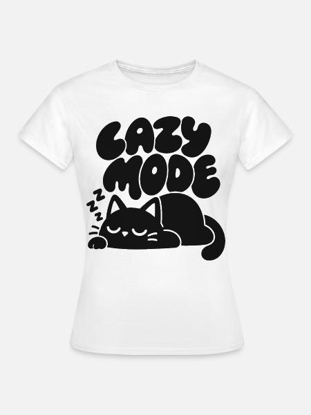 Lazy Mode – Schlafende Katze - Frauen T-Shirt - Weiß