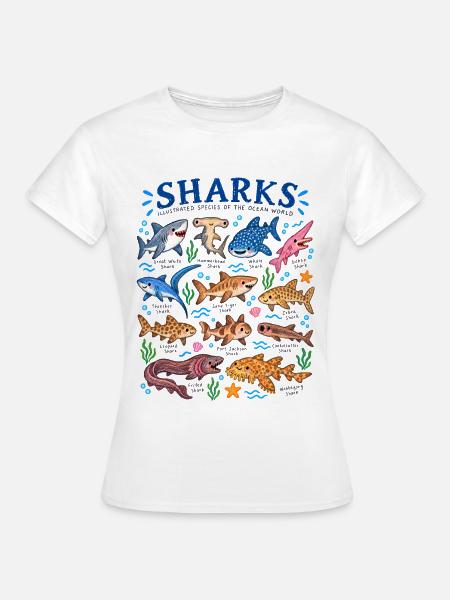 Haie Arten Lexikon Meeresbiologie Hai Illustration - Frauen T-Shirt - Weiß