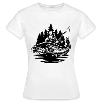 Waldfischerin und Wels - Frauen T-Shirt - Weiß - Vorne - AI Model Female 172 dark (172cm)