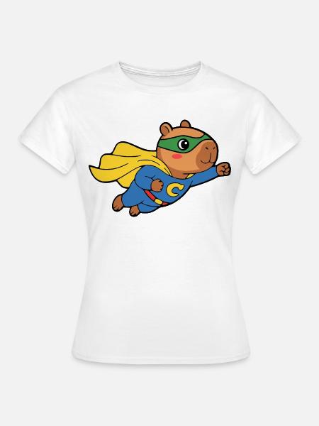 Niedliches Capybara-Superhelden-Umhang-Tierliebhaber-Geschenk - Frauen T-Shirt - Weiß