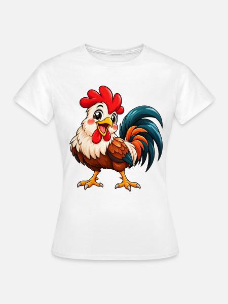 Hahn Kawaii Style – Süßer Hahn - Frauen T-Shirt - Weiß