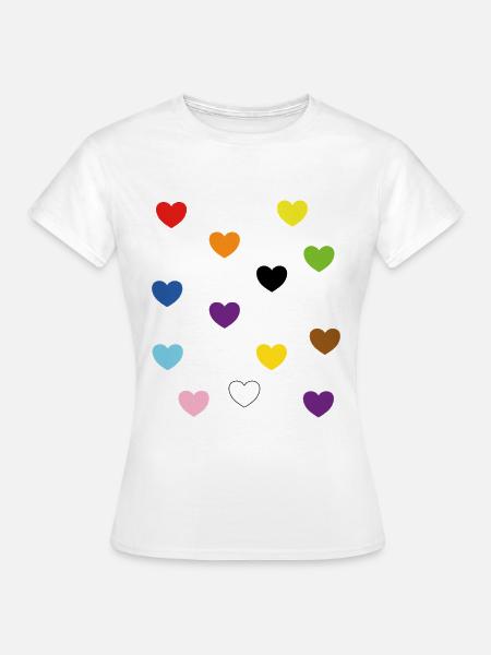 Rainbow Hearts – Inklusive Pride-Farben - Frauen T-Shirt - Weiß