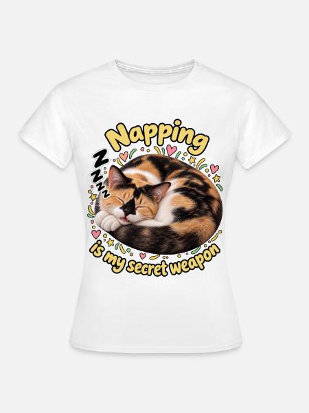 Schlafende Katze - Frauen T-Shirt - Weiß