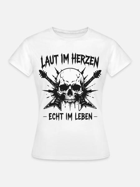 Laut im Herzen Skulls Gitarre - Frauen T-Shirt - Weiß