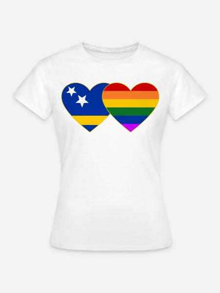 Curacao Regenbogen Flagge Herz - Frauen T-Shirt - Weiß