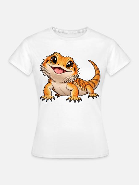 Bartagame Kawaii Style – Süße Echse - Frauen T-Shirt - Weiß