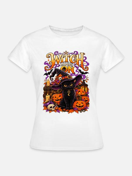 Witch Mode On Halloween Katze Hexenkatze - Frauen T-Shirt - Weiß