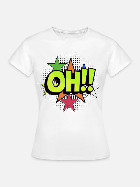 OH Pop Art Burst Neon Stars - Frauen T-Shirt - Weiß