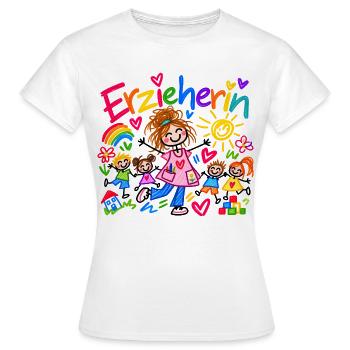 Erzieherin Kindergarten Beruf Geschenk Doodle - Frauen T-Shirt - Weiß - Vorne - AI Model Female 172 dark (172cm)