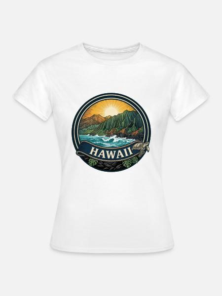 Hawaii Na Pali Coast Retro Surf-Reisegeschenk - Frauen T-Shirt - Weiß
