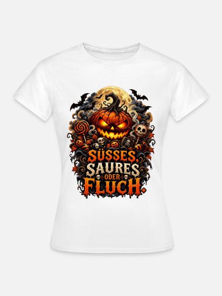 Süßes Saures oder Fluch Halloween - Frauen T-Shirt - Weiß