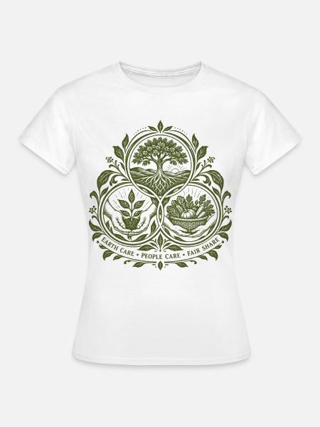Permakultur-Ethik-Emblem - Frauen T-Shirt - Weiß