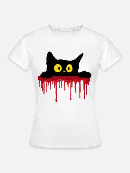 Unheimliche schwarze Katze - Frauen T-Shirt - Weiß