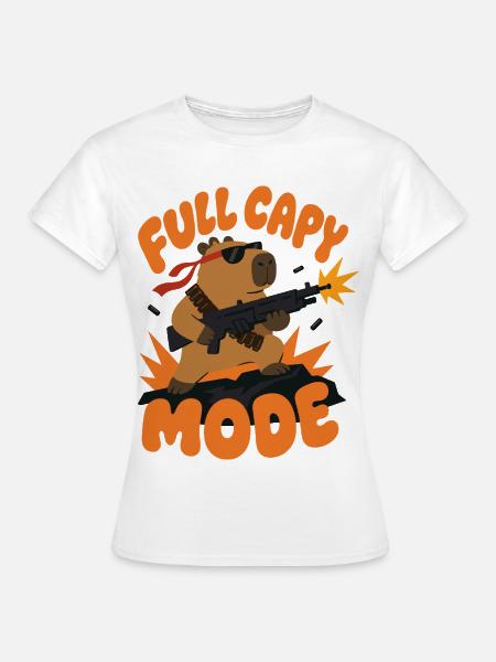 Capybara Action – Full Capy Mode - Frauen T-Shirt - Weiß