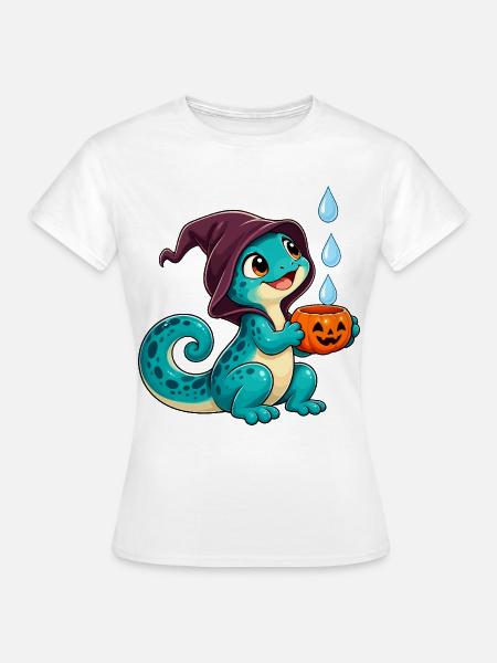 Kuscheldino Halloween Kürbis - Frauen T-Shirt - Weiß