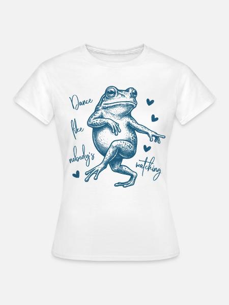 Dance like nobody's watching - Tanzender Frosch - Frauen T-Shirt - Weiß