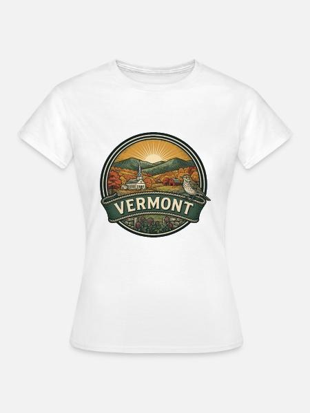 Vermont Green Mountains Herbstreise-Abzeichen - Frauen T-Shirt - Weiß