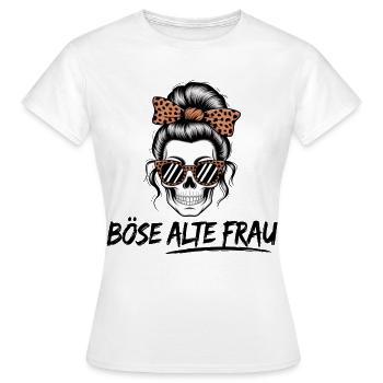 Böse Alte Frau Skull – Lustiger Totenkopf Frauen - Frauen T-Shirt - Weiß - Vorne - AI Model Female 172 dark (172cm)