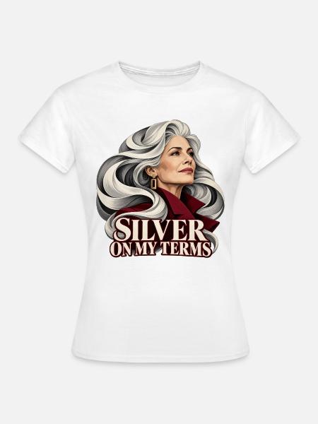 Porträt einer Frau mit silbernem Haar - Frauen T-Shirt - Weiß