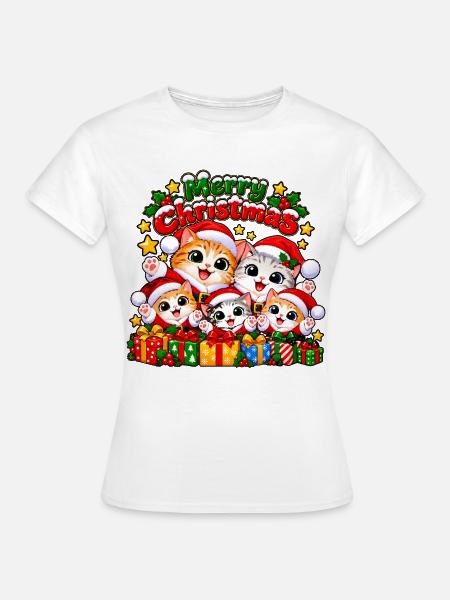 Weihnachts Katzen - Frauen T-Shirt - Weiß