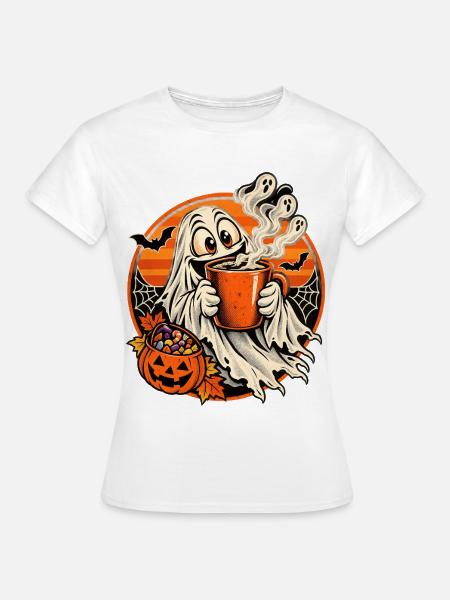 Geist mit Kürbiskaffee - Frauen T-Shirt - Weiß