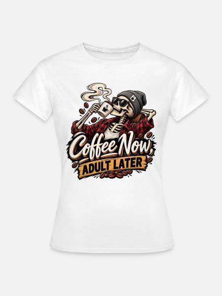 Lustiges Kaffee Skelett Design - Frauen T-Shirt - Weiß