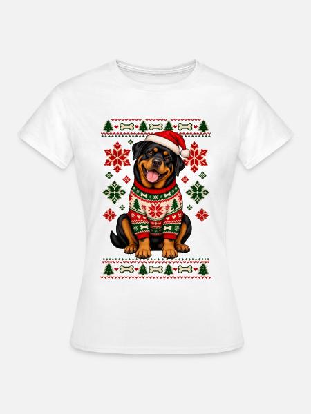 Weihnachtshund im SkandiPullover - Frauen T-Shirt - Weiß