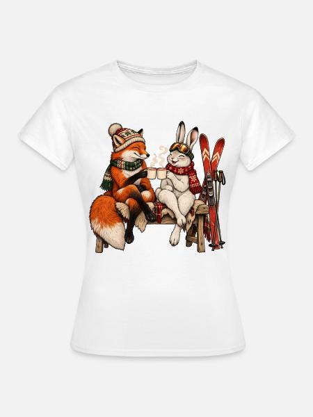 Rotfuchs & Schneehase beim Après-Ski - Frauen T-Shirt - Weiß