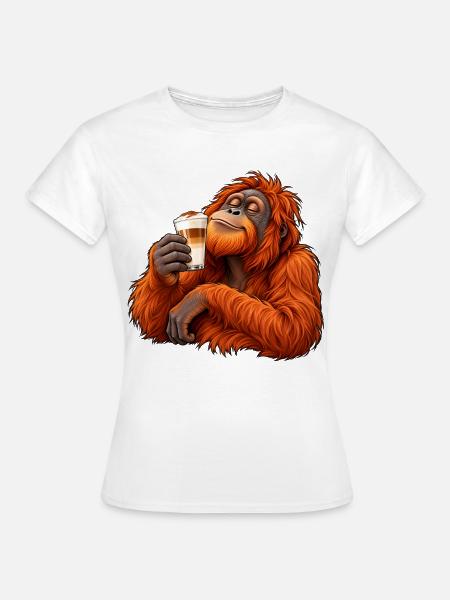 Orang-Utan mit Latte Macchiato – Kaffeepause - Frauen T-Shirt - Weiß