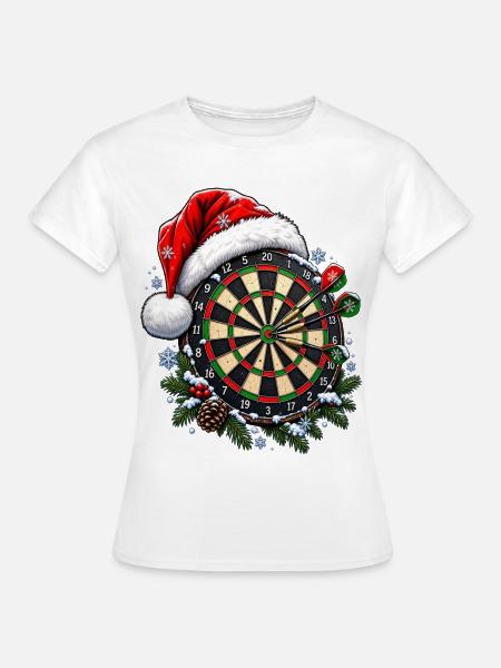 Weihnachtliches Dartboard - Dartscheibe mit Mütze - Frauen T-Shirt - Weiß
