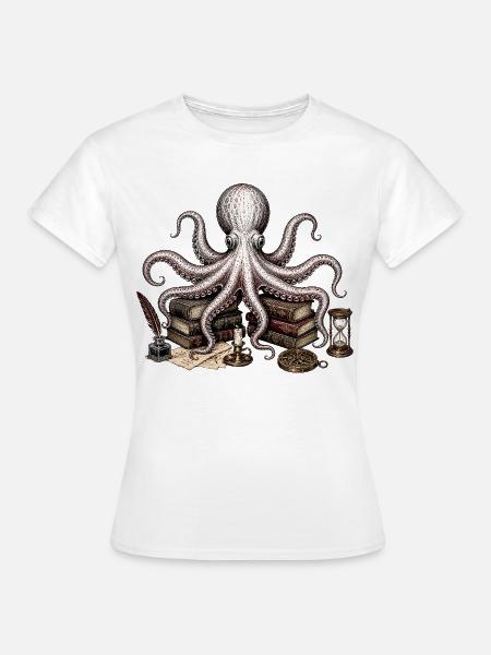 Dark Academia Octopus - Frauen T-Shirt - Weiß