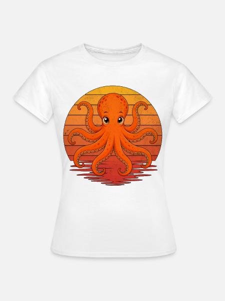 Süßer Retro-Oktopus - Frauen T-Shirt - Weiß