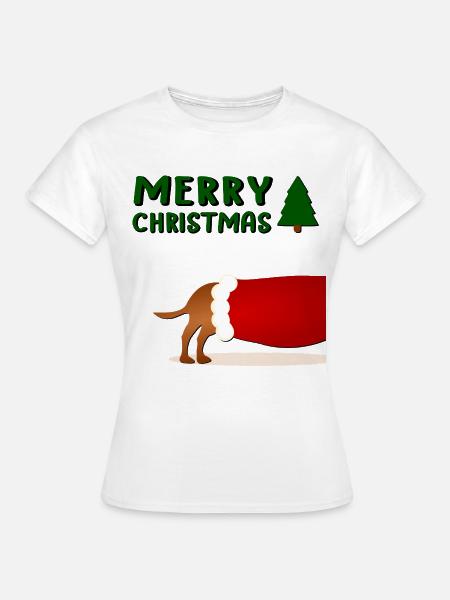 Froher Weihnachtshund - Frauen T-Shirt - Weiß